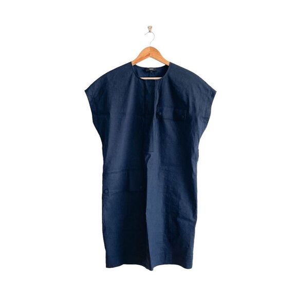 Theory Dresses & Skirts - Theory Womens Utility Dress Short Sleeve Front Pockets Black Size 6 MISSING BELT